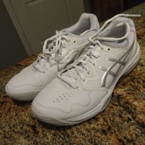 Asics Women's Gel Dedicate 7 White/Silver Running Shoes EUC SZ US 7 1042A167